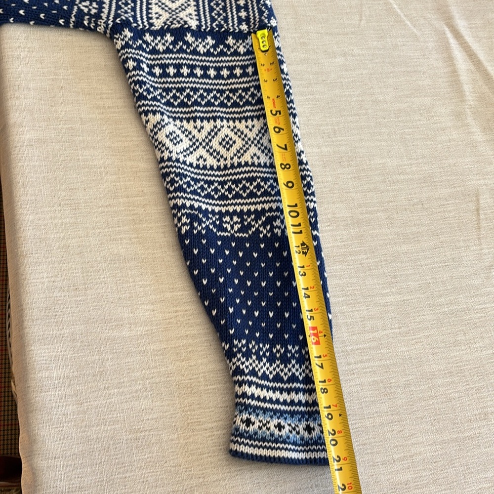 LL Bean Women's Blue White Fair Isle Cotton Crewneck 3 Button Sweater Medium - Picture 13 of 13